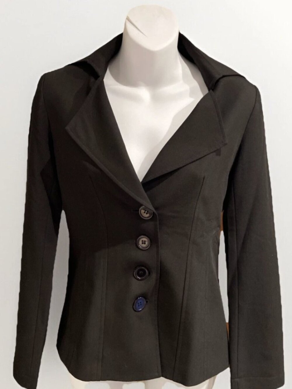 ALEXANE Black 4 Button Long Sleeve Blazer Jacket Size S Fitted Workwear Career